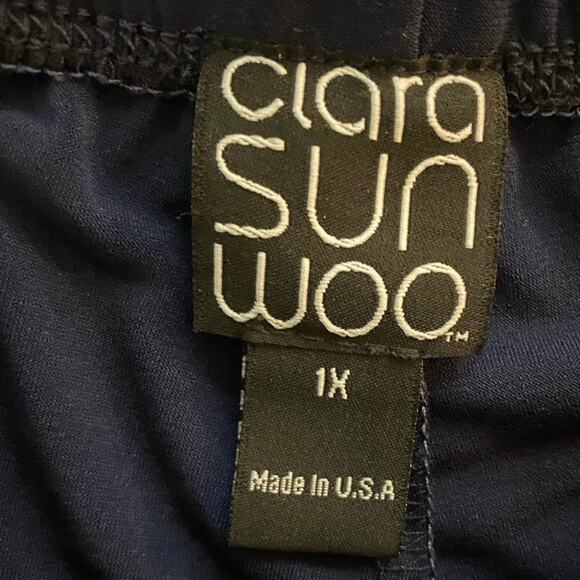 Clara Sun Woo Plus Size 1X Pull On Straight Leg Slinky Pants Navy Blue - Picture 3 of 4